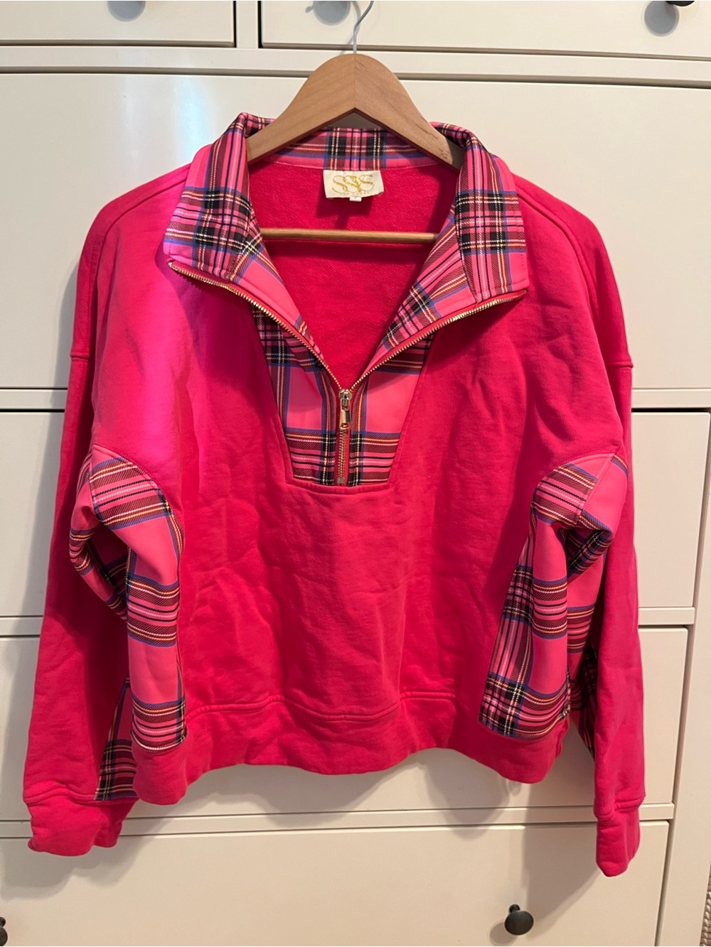 SSYS Plaid Trim Half-Zip Pullover